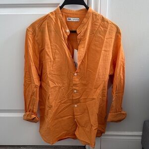 Zara Vibrant Orange Casual Shirt